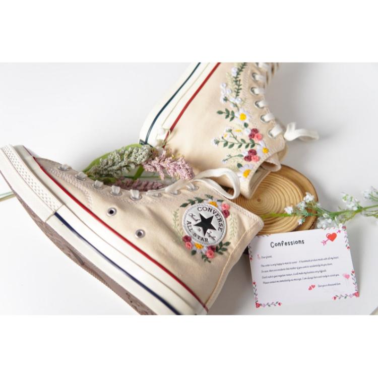 Embroidered Converse, Wedding Sneakers, Custom Logo