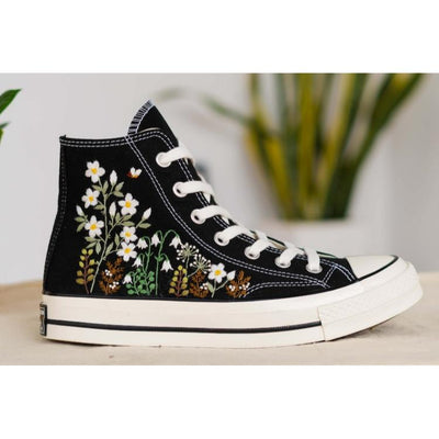 Custom Converse High Tops, Embroidered Sneakers Floral,Converse