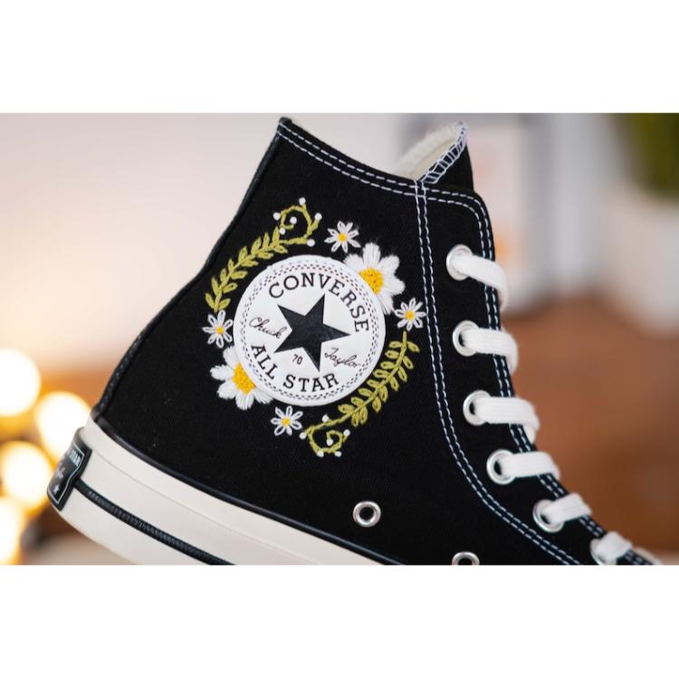 Custom Converse High Tops, Embroidered Sneakers Floral,Converse