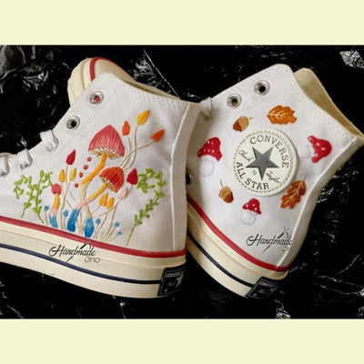 Flower Converse Handmade, Wedding Sneakers, Custom Embroidery Shoes