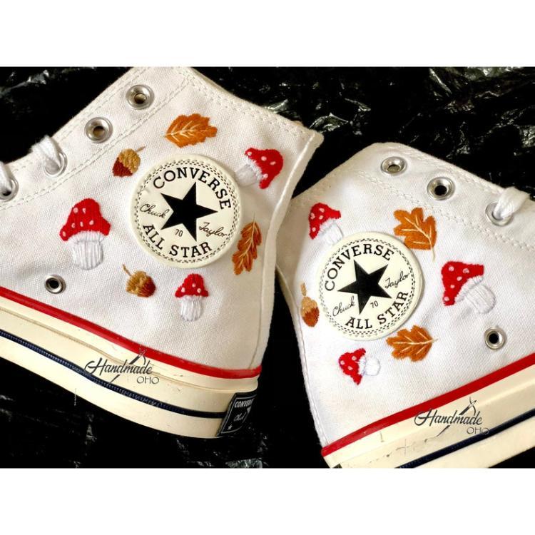 Flower Converse Handmade, Wedding Sneakers, Custom Embroidery Shoes