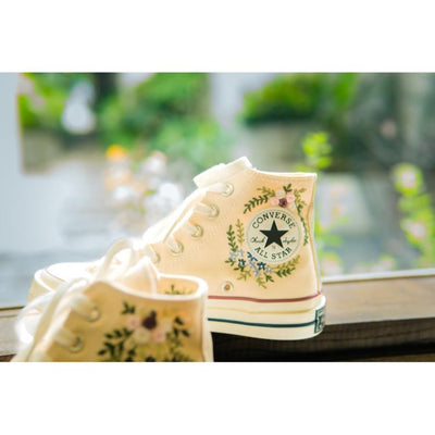 Embroidered Converse, Bouquet Of Colorful Roses And Leaves