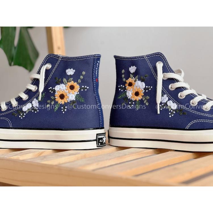 Converse Chuck Taylor 1970s, Custom Embroidery Shoes, Wedding sneakers