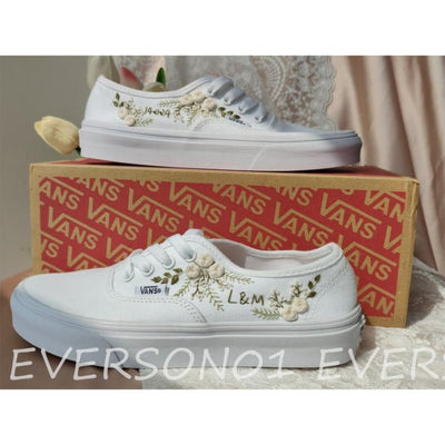 Custom Vans Embroidered Shoes Vans Bridal Sneakers Embroidered Wedding