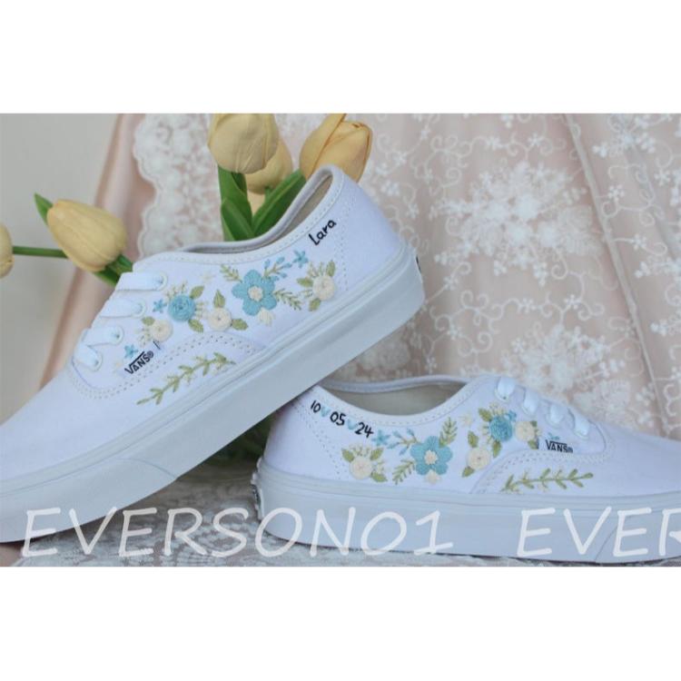 Custom Vans Embroidered Shoes Vans Bridal Sneakers Embroidered Wedding