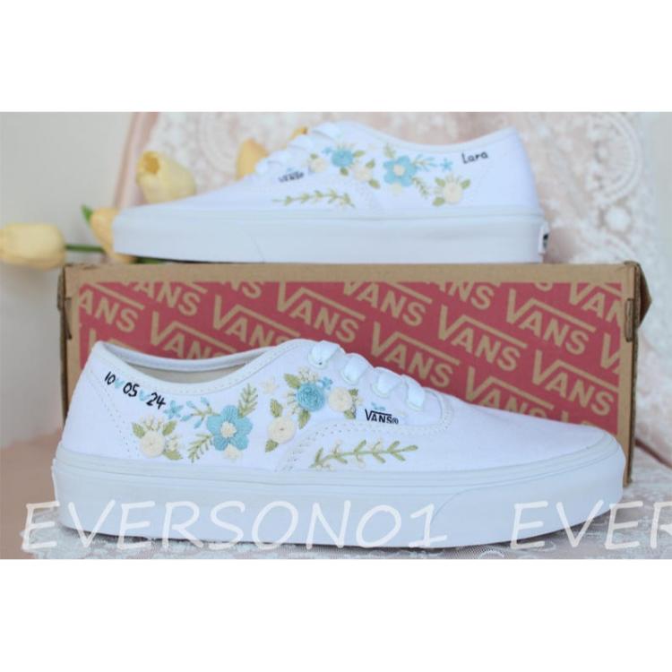 Custom Vans Embroidered Shoes Vans Bridal Sneakers Embroidered Wedding