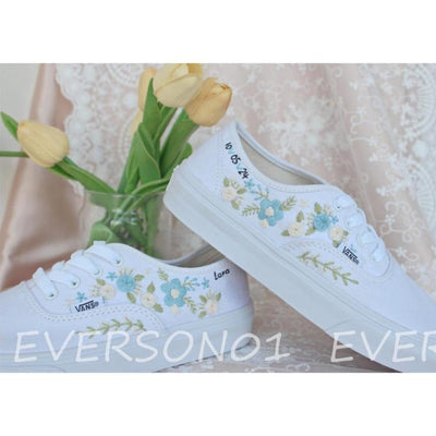 Custom Vans Embroidered Shoes Vans Bridal Sneakers Embroidered Wedding