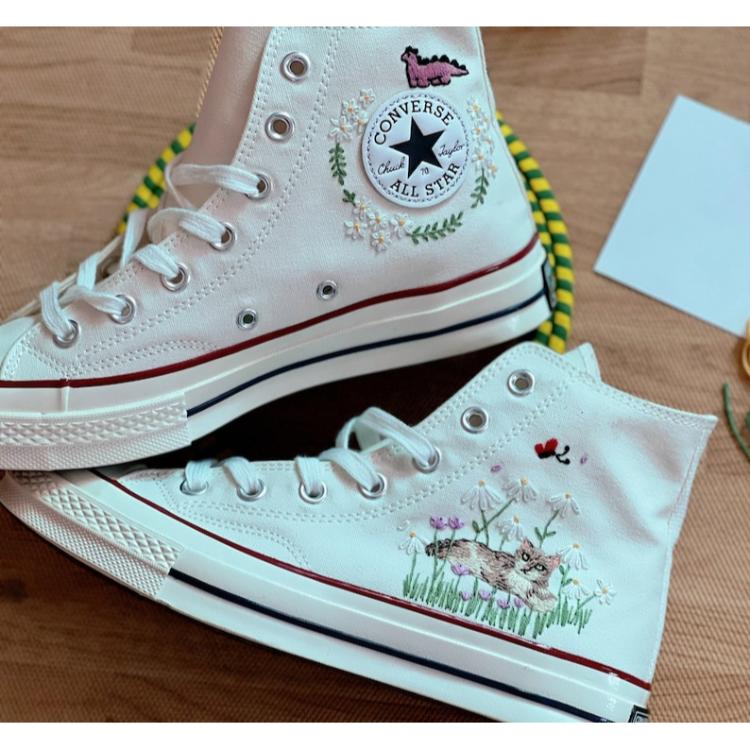 Converse Chuck Taylor 1970s, Custom Embroidery Shoes, Wedding sneakers