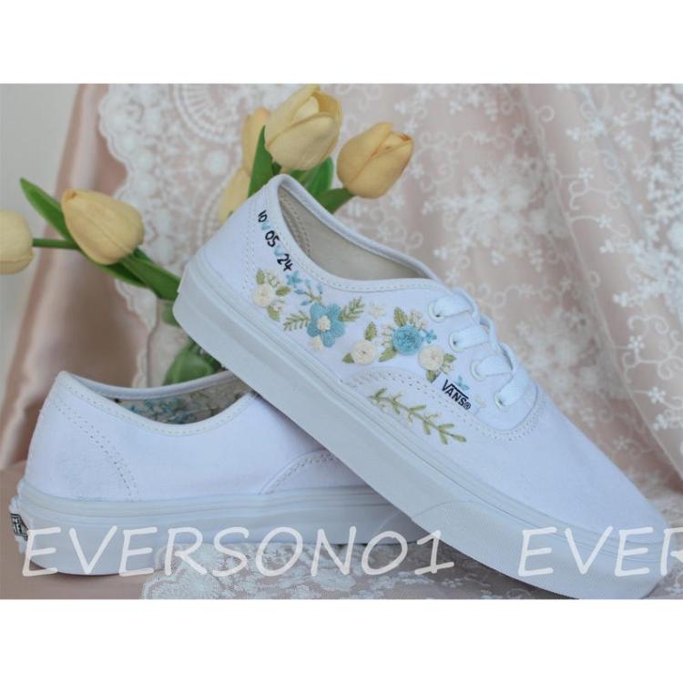 Custom Vans Embroidered Shoes Vans Bridal Sneakers Embroidered Wedding