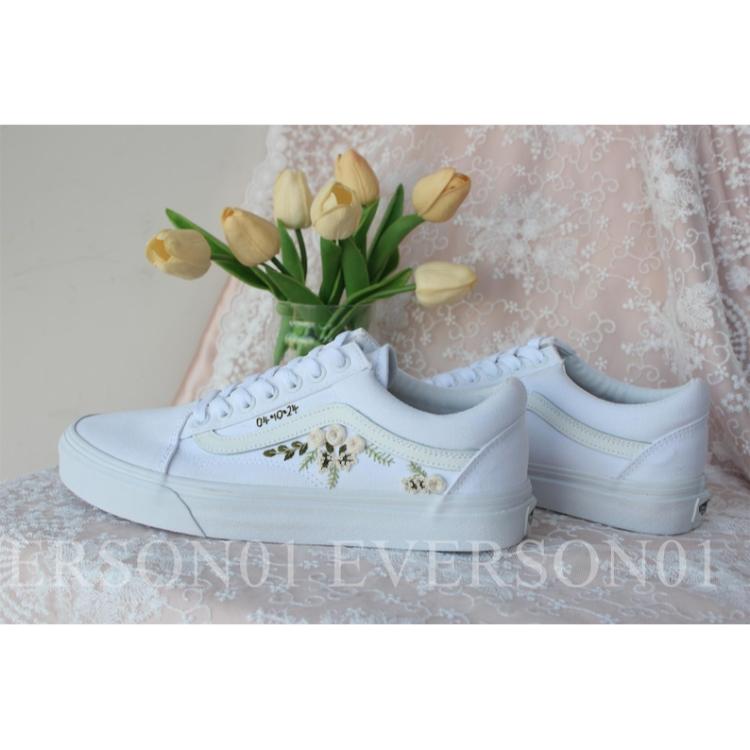 Custom Vans Embroidered Shoes Vans Bridal Sneakers Embroidered Wedding