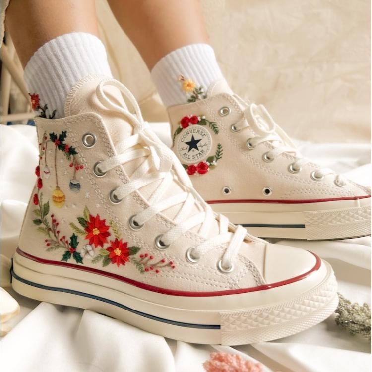 Converse Chuck Taylor 1970s, Custom Embroidery Shoes, Wedding sneakers