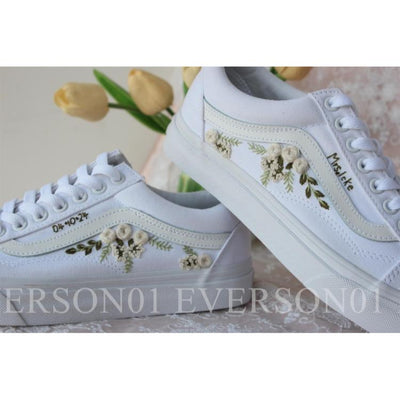 Custom Vans Embroidered Shoes Vans Bridal Sneakers Embroidered Wedding