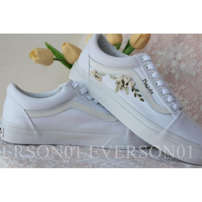 Custom Vans Embroidered Shoes Vans Bridal Sneakers Embroidered Wedding