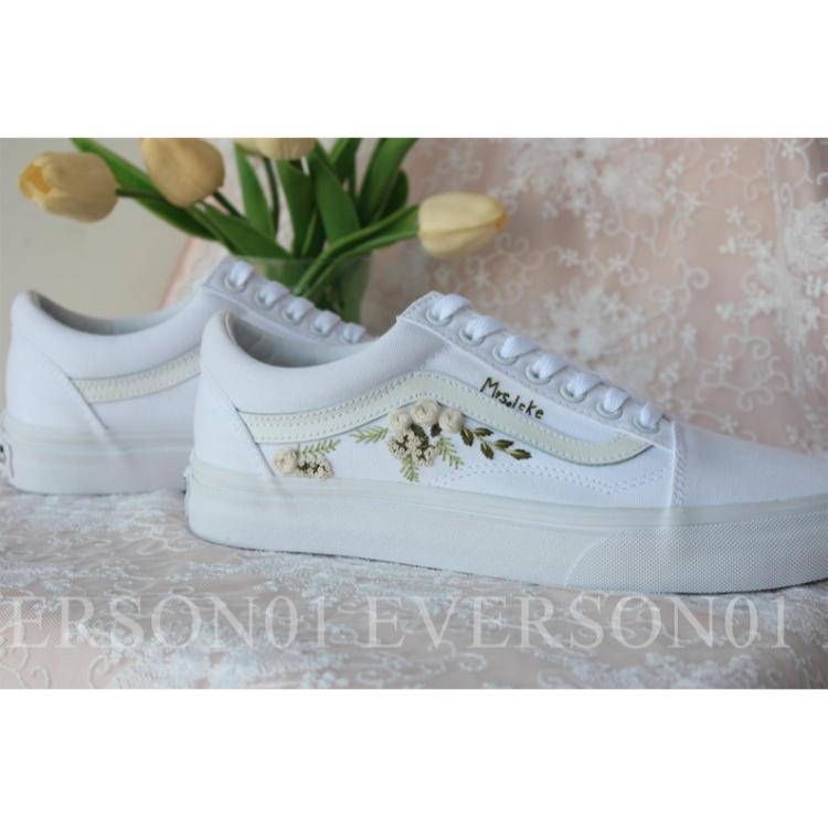 Custom Vans Embroidered Shoes Vans Bridal Sneakers Embroidered Wedding