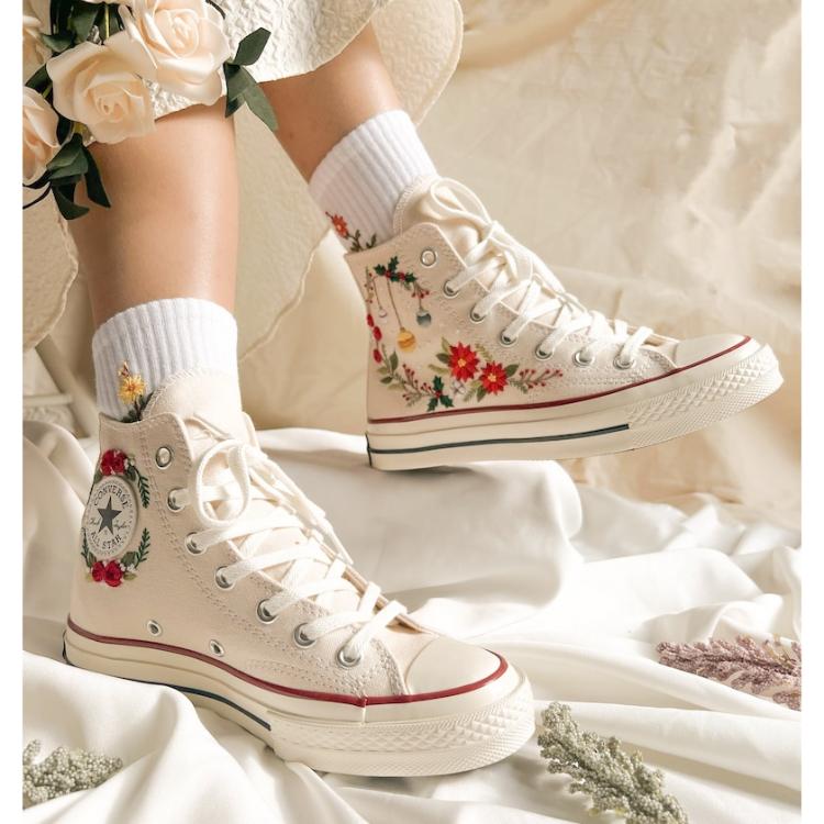 Converse Chuck Taylor 1970s, Custom Embroidery Shoes, Wedding sneakers