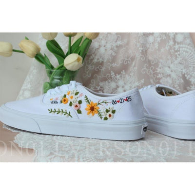 Custom Vans Embroidered Shoes Vans Bridal Sneakers Embroidered Wedding