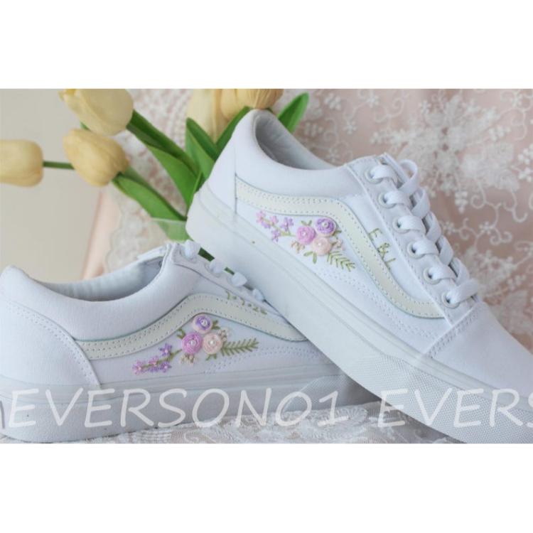 Custom Vans Embroidered Shoes Vans Bridal Sneakers Embroidered Wedding