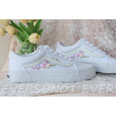 Custom Vans Embroidered Shoes Vans Bridal Sneakers Embroidered Wedding