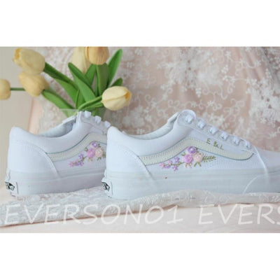 Custom Vans Embroidered Shoes Vans Bridal Sneakers Embroidered Wedding