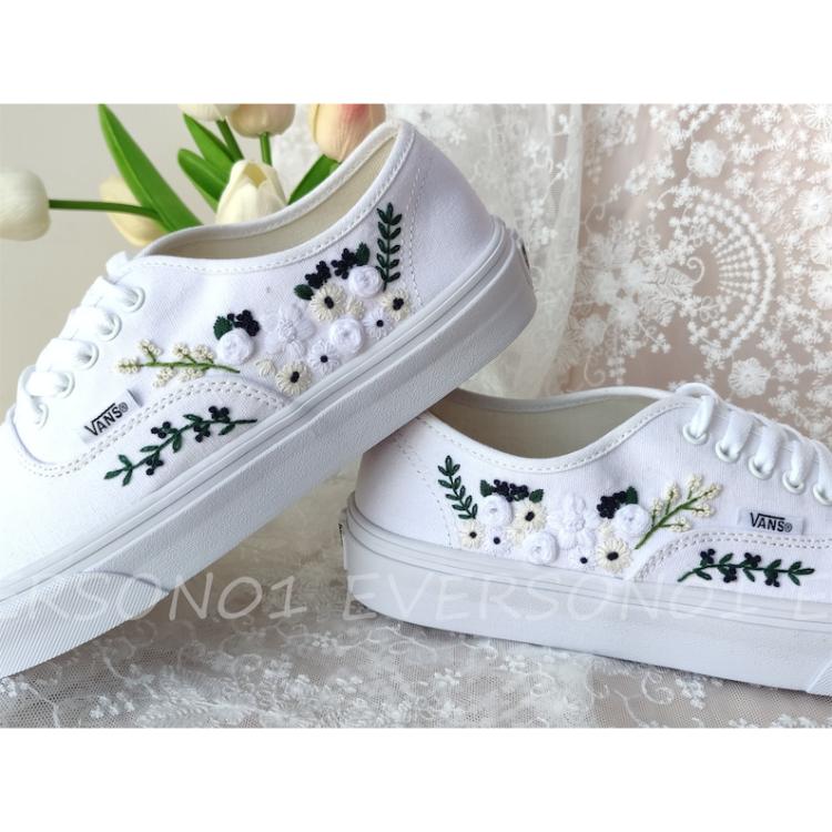 Custom Vans Embroidered Shoes Vans Bridal Sneakers Embroidered Wedding