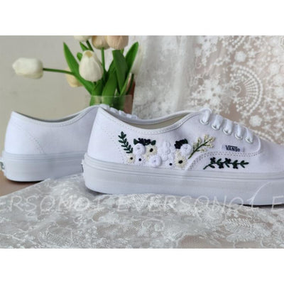 Custom Vans Embroidered Shoes Vans Bridal Sneakers Embroidered Wedding