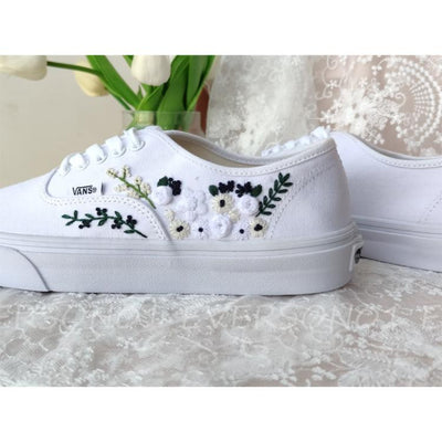 Custom Vans Embroidered Shoes Vans Bridal Sneakers Embroidered Wedding