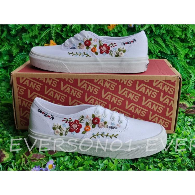 Custom Vans Embroidered Shoes Vans Bridal Sneakers Embroidered Wedding