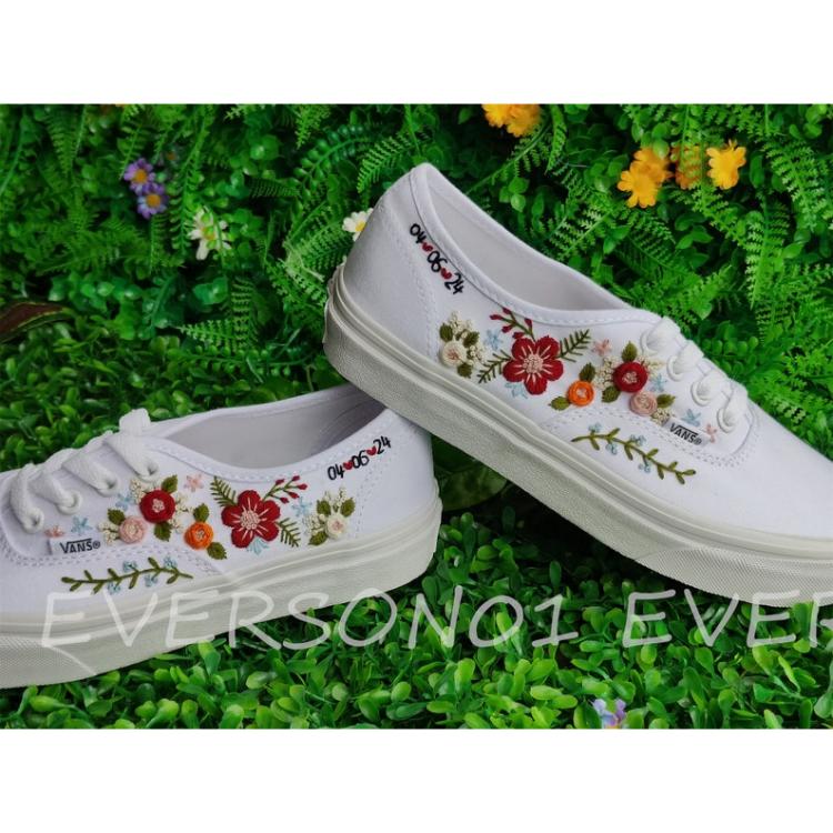 Custom Vans Embroidered Shoes Vans Bridal Sneakers Embroidered Wedding