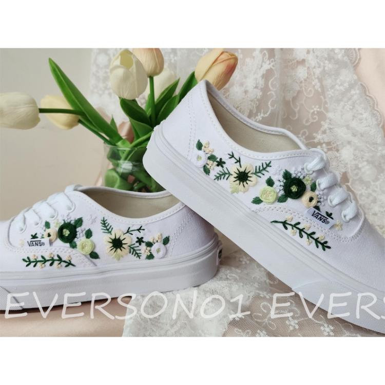 Custom Vans Embroidered Shoes Vans Bridal Sneakers Embroidered Wedding