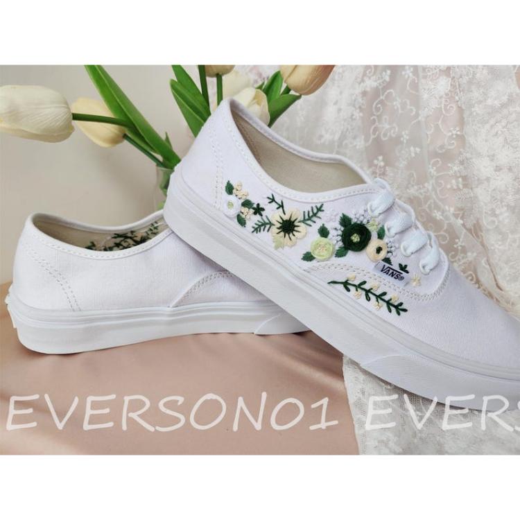 Custom Vans Embroidered Shoes Vans Bridal Sneakers Embroidered Wedding