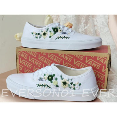 Custom Vans Embroidered Shoes Vans Bridal Sneakers Embroidered Wedding