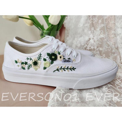 Custom Vans Embroidered Shoes Vans Bridal Sneakers Embroidered Wedding