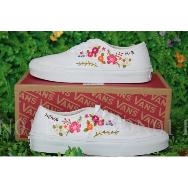 Custom Vans Embroidered Shoes Vans Bridal Sneakers Embroidered Wedding