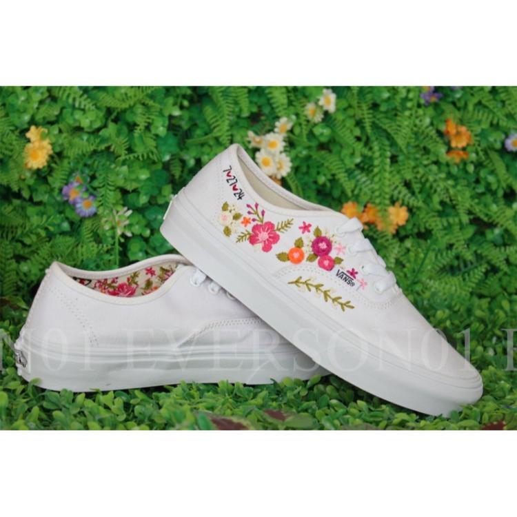 Custom Vans Embroidered Shoes Vans Bridal Sneakers Embroidered Wedding