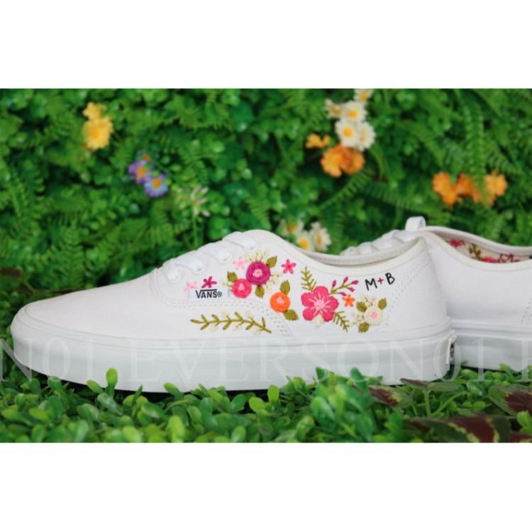 Custom Vans Embroidered Shoes Vans Bridal Sneakers Embroidered Wedding