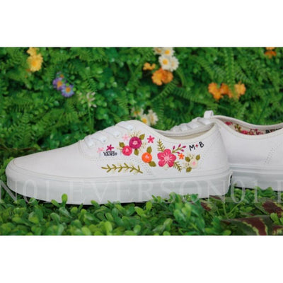 Custom Vans Embroidered Shoes Vans Bridal Sneakers Embroidered Wedding