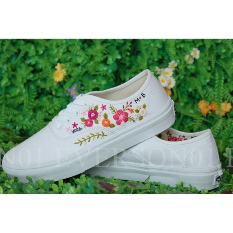 Custom Vans Embroidered Shoes Vans Bridal Sneakers Embroidered Wedding