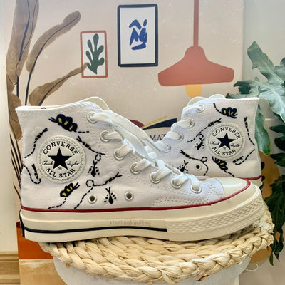 Embroidered Butterfly and Flowers ,Canvas Shoes Personalized Gifts