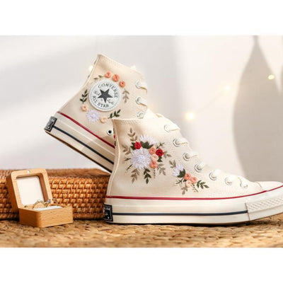 Embroidered Converse Wedding Flowers, Custom Bridal Flowers