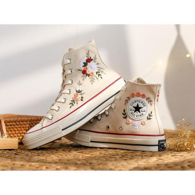 Embroidered Converse Wedding Flowers, Custom Bridal Flowers