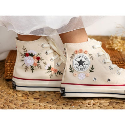 Embroidered Converse Wedding Flowers, Custom Bridal Flowers