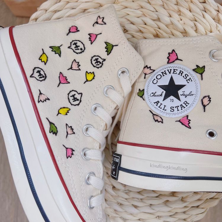 Custom Heartstopper Merch Embroidered Converse Leaves Hi Hi Bubble