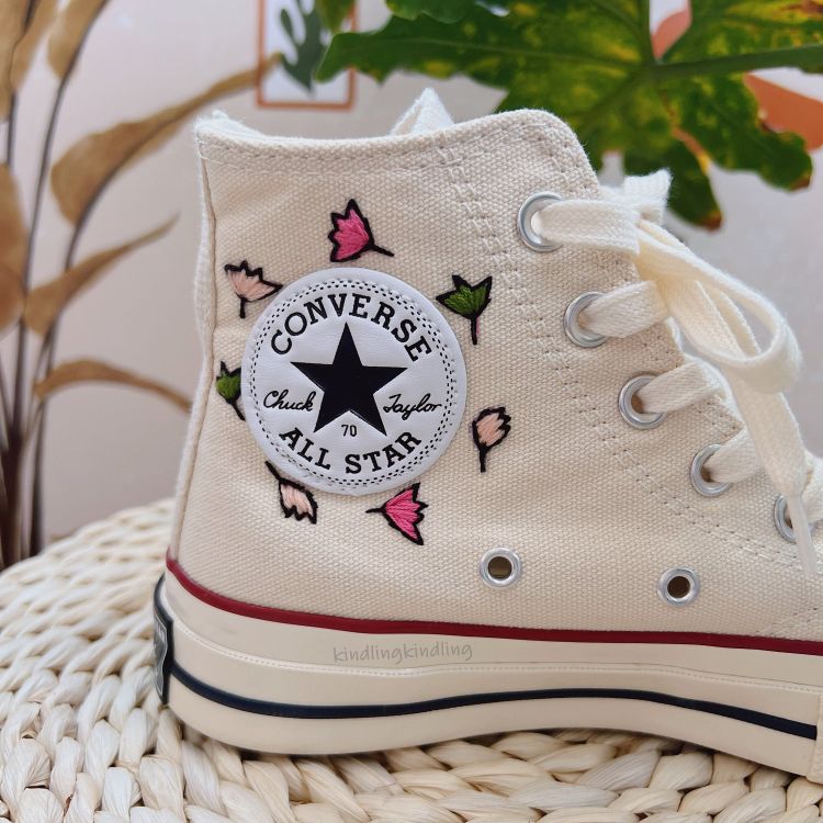 Custom Heartstopper Merch Embroidered Converse Leaves Hi Hi Bubble