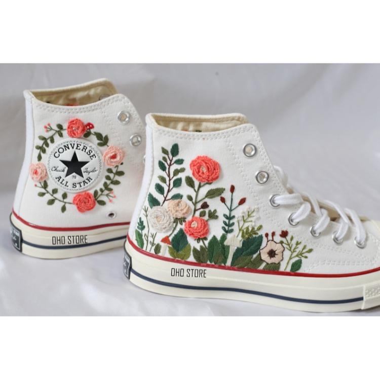 Custom embroidery , Converse , Embroidery , Mushroom shoes