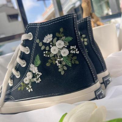 Converse Custom Flower Embroidery, Bridal Converse