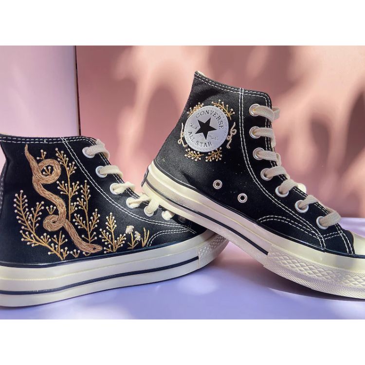 Snake Embroidered Converse, Snake Embroidered Sneakers