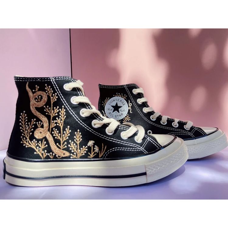 Snake Embroidered Converse, Snake Embroidered Sneakers