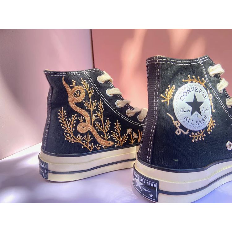 Snake Embroidered Converse, Snake Embroidered Sneakers